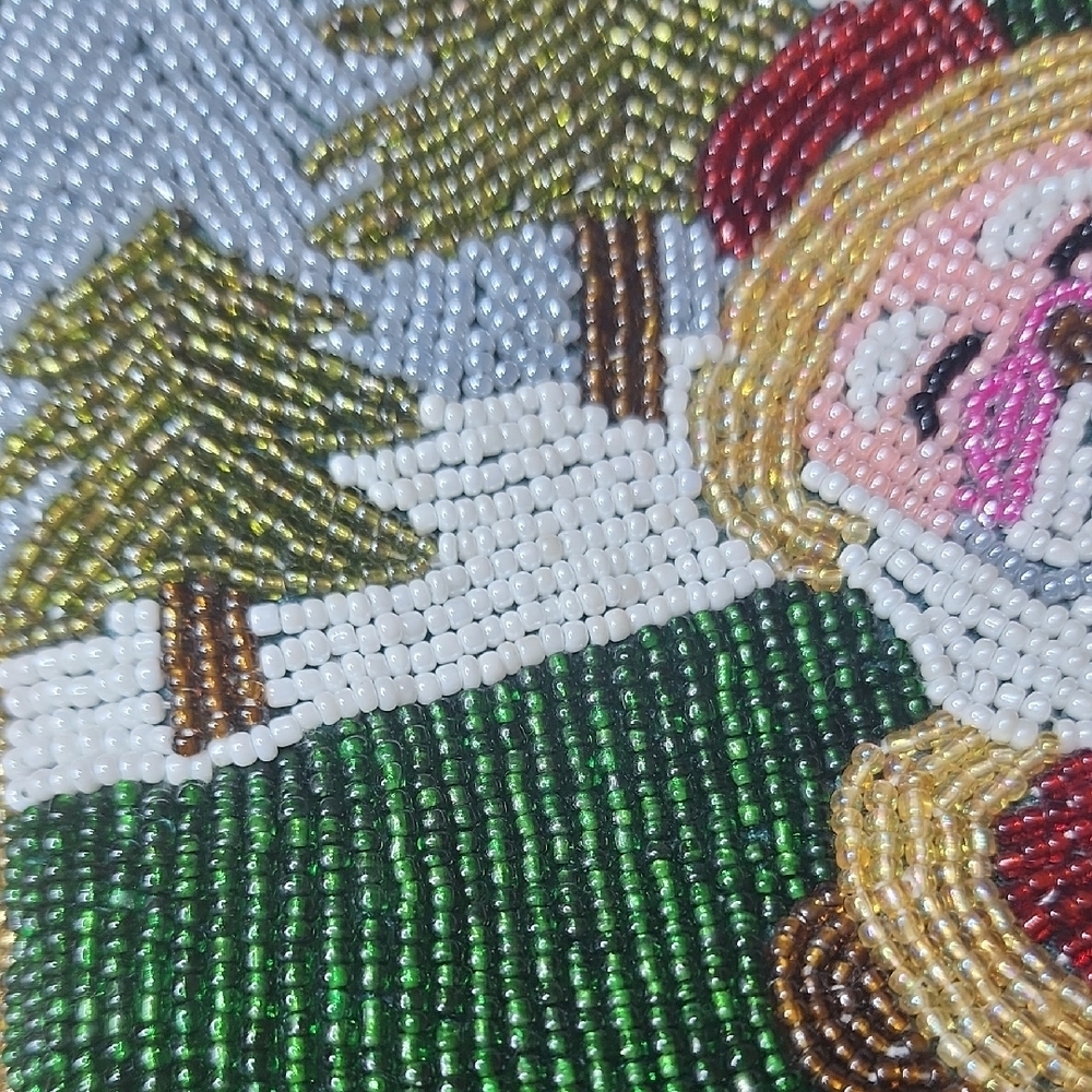 Festive Green Red Beaded Mini Crossbody Purse Bag Santa Winter Wonderland - Picture 2 of 8